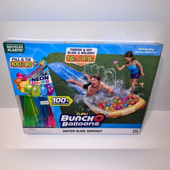 Zuru,NWT, Bunch O Balloons, 16FT, Throw Go, Slide & Splash water slide wipe out - Picture 1 of 10